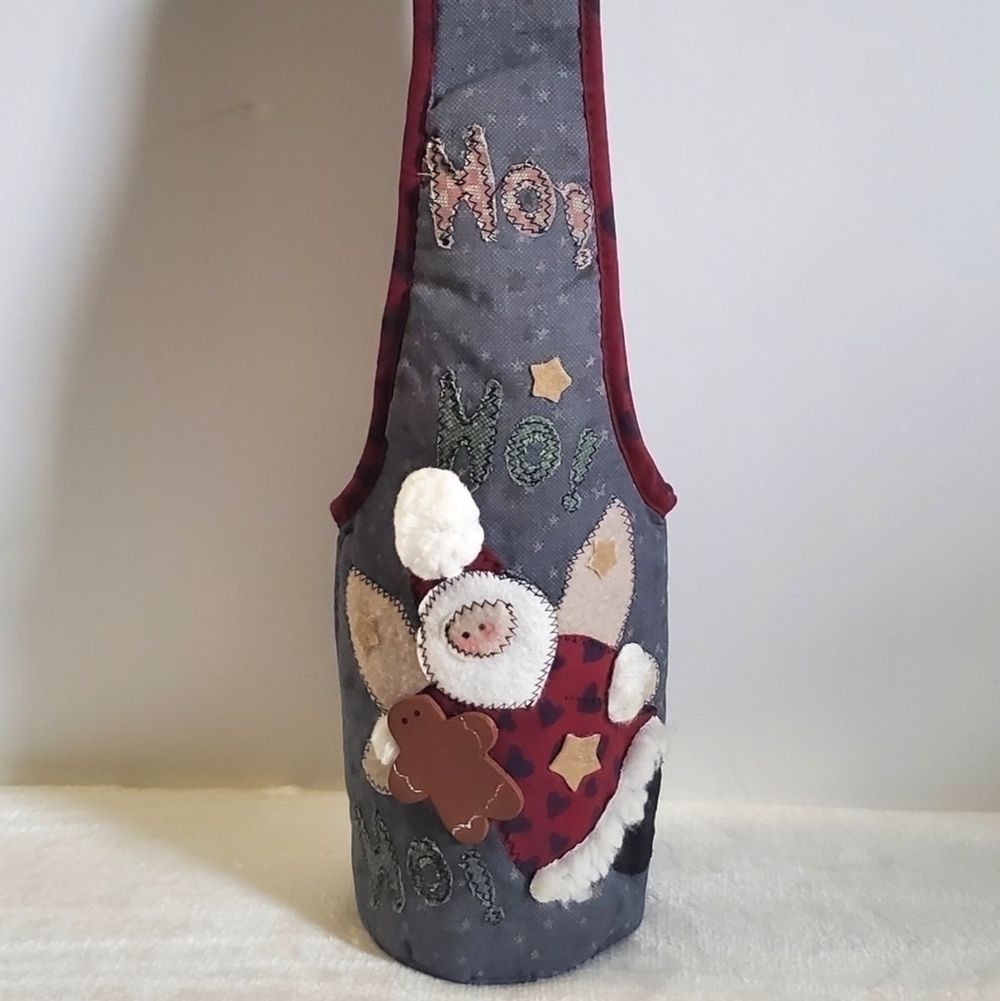 CHRISTMAS Holiday Santa Stars Gingerbread Wine Holder Bag